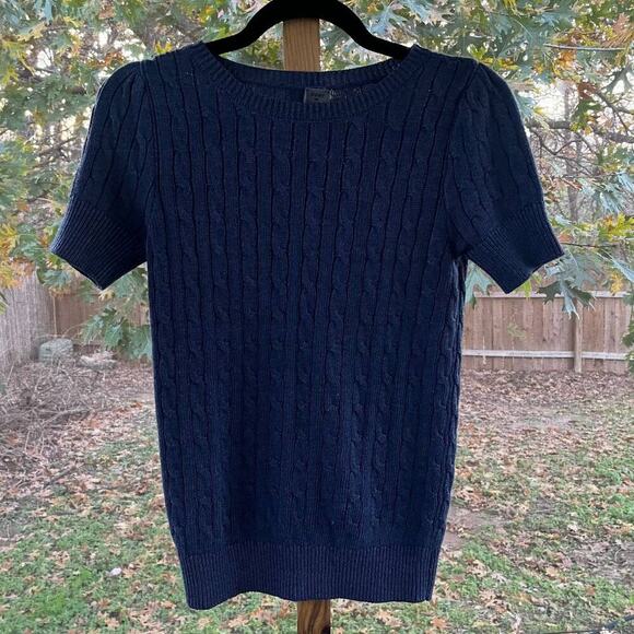 Poof Girl's Blue Short Sleeve Cable Knit Sweater Size L - Picture 1 of 6